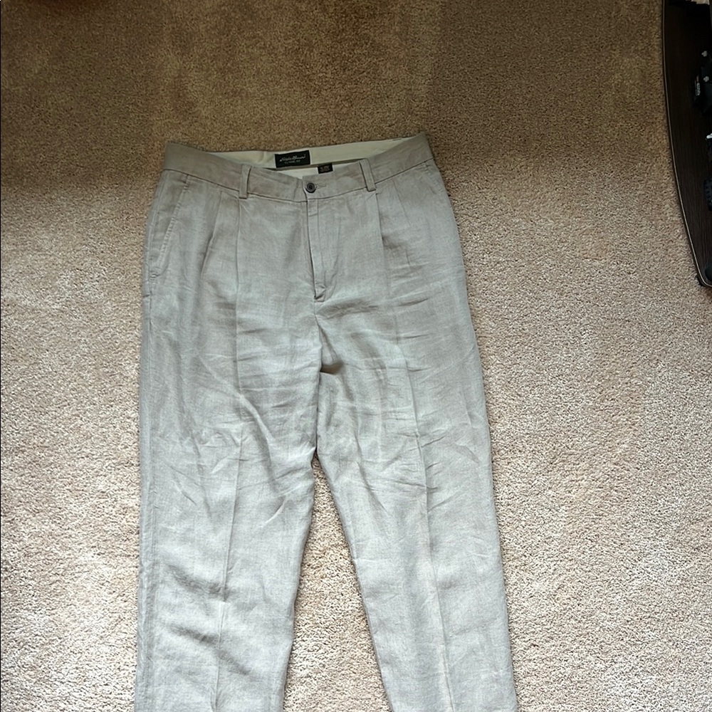 Eddie Bauer Tan Linen Chinos Classic Style